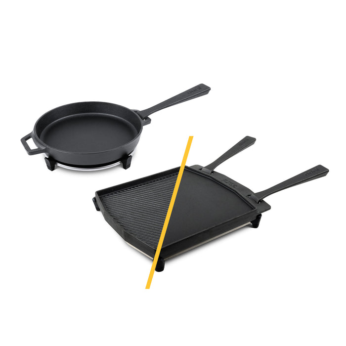 Ooni Dual-Sided Grizzler Plate and Cast Iron Skillet Pan Bundle | Cliquez sur cette image pour ouvrir la fenêtre modale de produits. La fenêtre modale de produits permet de zoomer sur les images.