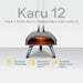 Ooni Karu 12 12" Multi-fuel Pizza Oven against white background with key features information