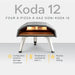 Ooni Koda 12 12" Gas Powered Pizza Oven against white background with key features information